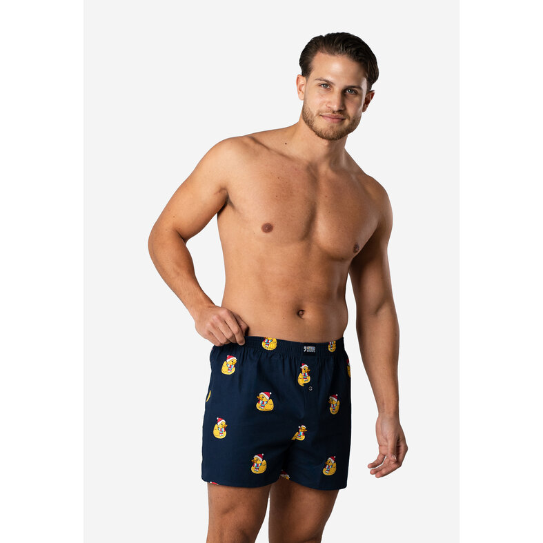 Happy Shorts Happy Shorts Men's Wide Boxer Shorts Christmas Print 2-Pack Blue/Green