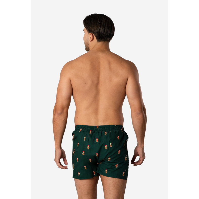 Happy Shorts Happy Shorts Men's Wide Boxer Shorts Christmas Print 2-Pack Blue/Green