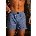 Happy Shorts Happy Shorts Men's Wide Boxer Shorts Christmas Print 2-Pack Light Blue/Green