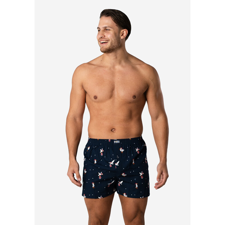 Happy Shorts Happy Shorts Heren Wijde Boxershorts Kerst Print 2-Pack Navy/Groen