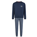 Phil & Co Phil & Co Men's Pyjama Set Long Jersey Cotton Blue/Grey