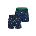 Happy Shorts Happy Shorts Men's Wide Boxer Shorts Christmas Print 2-Pack Navy/Green