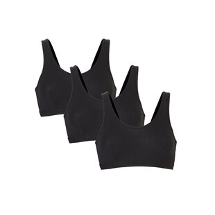 Cotonella Dames Bralette Bi-elastisch Katoen 3-Pack Zwart