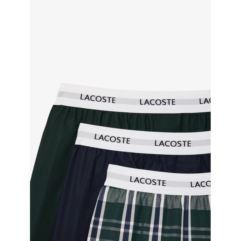 Lacoste Lacoste Heren Wijde Boxershorts Katoen 3-Pack Groen/Blauw