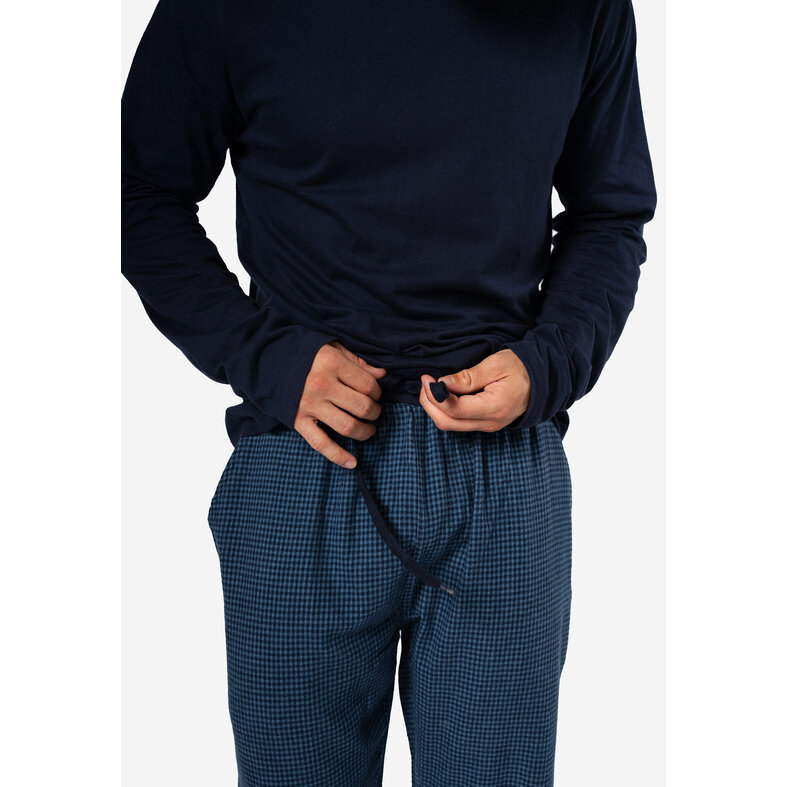 Phil & Co Phil & Co Men's Pyjama Pants Long Checkered Flannel Blue