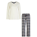 By Louise By Louise Ladies Pajama Set With Flannel Pajama Pants White/Pink/Gray