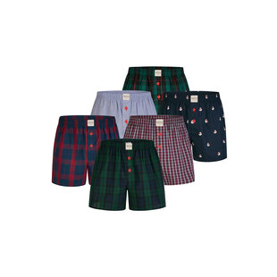 Phil & Co Wijde Boxershorts Heren Geweven Katoen Multipack 6-Pack D415