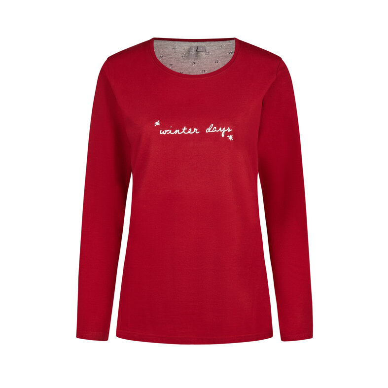 By Louise By Louise Ladies Pyjama Set Long Cotton Red