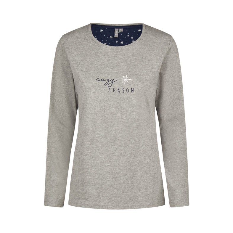 By Louise By Louise Dames Pyjama Set Lang Katoen Grijs