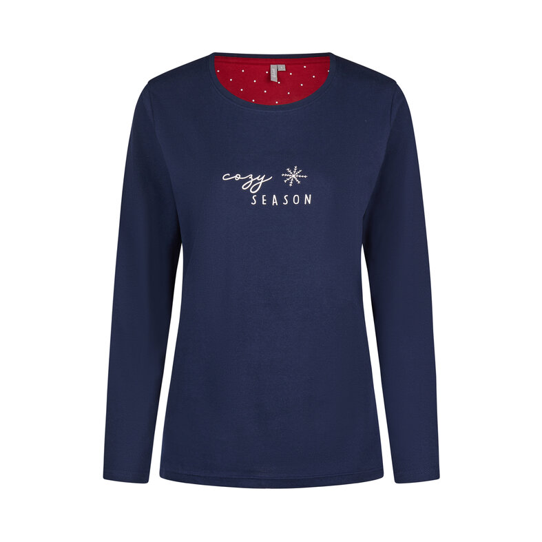 By Louise By Louise Dames Pyjama Set Lang Katoen Blauw