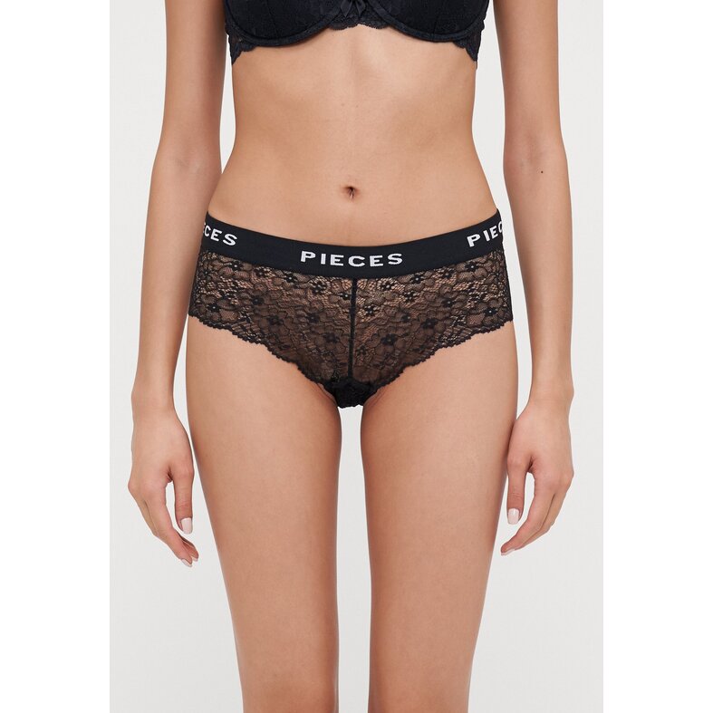 PIECES Pieces Women's Hipster PCLOGO LACE Black 4-Pack