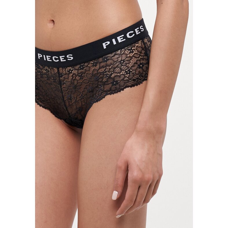 PIECES Pieces Dames Hipster Met Kant PCLOGO LACE Zwart 4-Pack