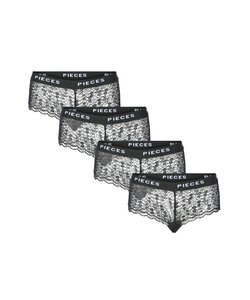 Pieces Women's Hipster PCLOGO LACE Black 4-Pack