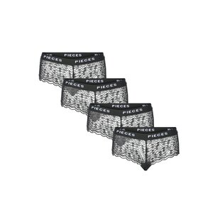 Pieces Dames Hipster Met Kant PCLOGO LACE Zwart 4-Pack