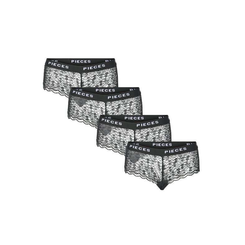 PIECES Pieces Women's Hipster PCLOGO LACE Black 4-Pack