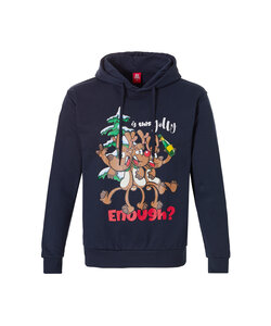 Men's Christmas Hooded Sweater Christmas Print Blue