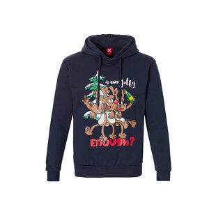 Men's Christmas Hooded Sweater Christmas Print Blue