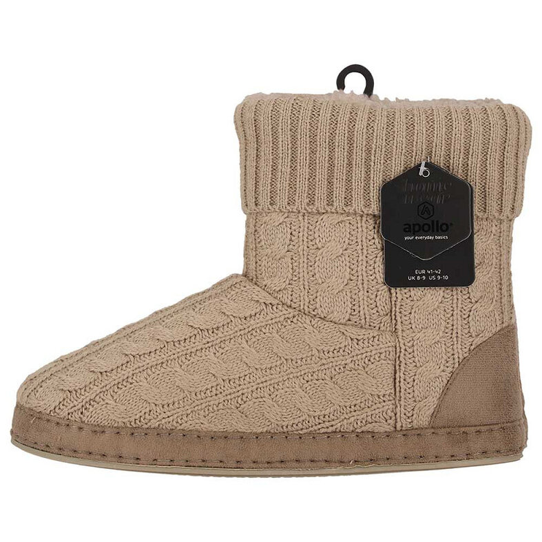 Apollo Apollo Dames Pantoffels Kabel Patroon Taupe