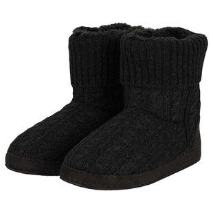 Apollo Ladies Slippers Cable Pattern Anthracite