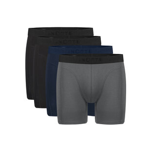 Ten Cate Heren Boxershort Lange Pijp Bamboe Boxer Briefs 4-Pack Grijs/Zwart/Blauw