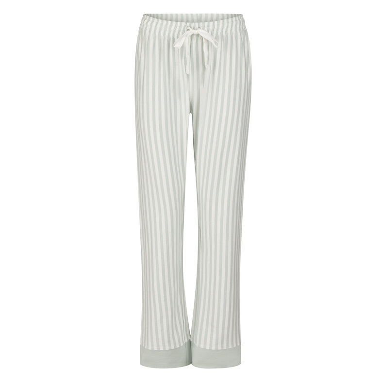 By Louise By Louise Dames Pyjama Set Lang Katoen Beige/Mintgroen Gestreept