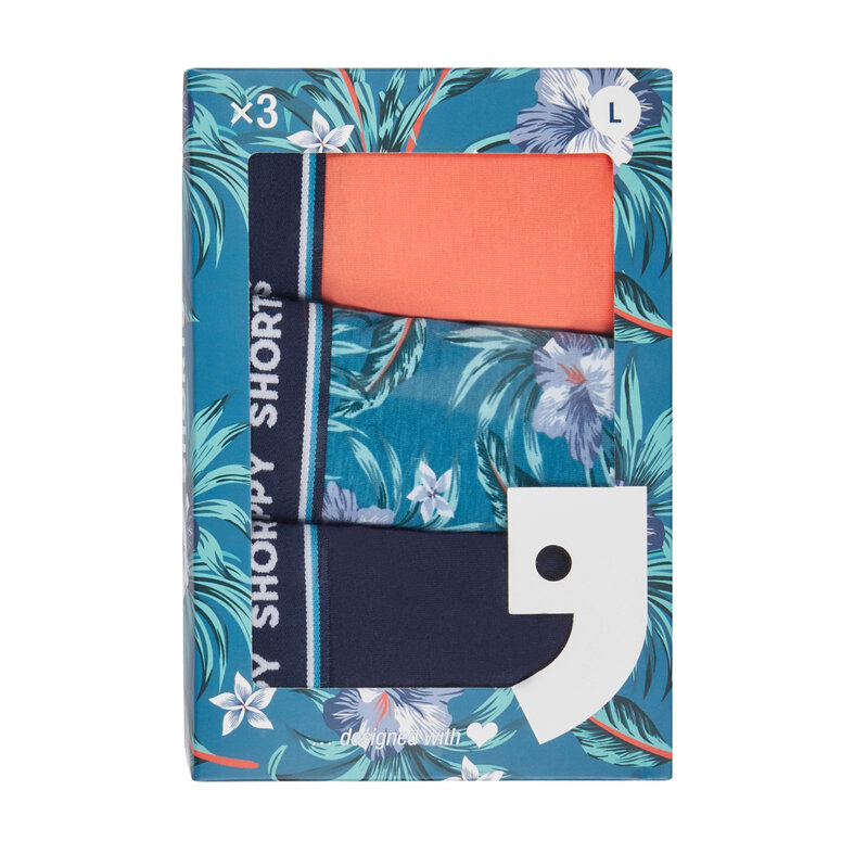 Happy Shorts Happy Shorts Heren Boxershorts Trunks 3-Pack Blauw/Groen/Oranje