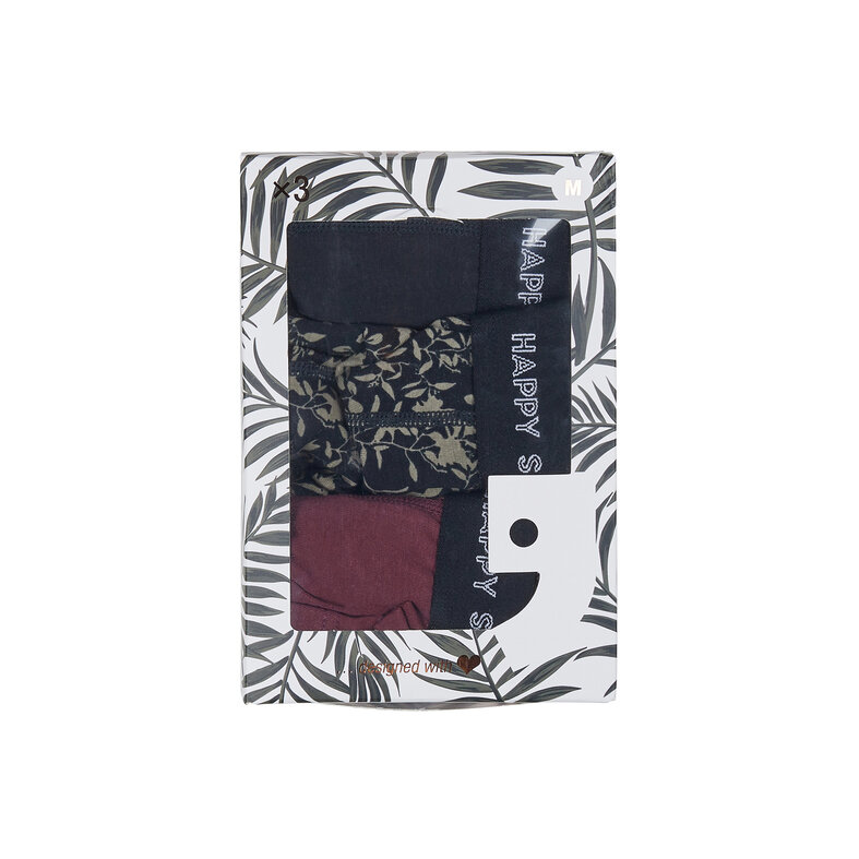 Happy Shorts Happy Shorts Heren Boxershorts Trunks 3-Pack Zwart/Bordeaux Rood