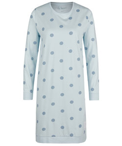 By Louise Dames Nachthemd Lange Mouw Katoen Blauw Gestipt