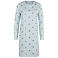 By Louise By Louise Dames Nachthemd Lange Mouw Katoen Blauw Gestipt