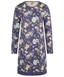 By Louise Ladies Nightshirt Long Sleeve Cotton Dark Blue Floral