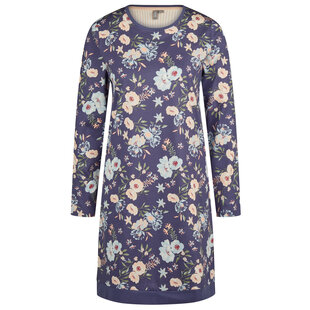 By Louise Ladies Nightshirt Long Sleeve Cotton Dark Blue Floral