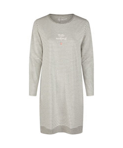By Louise Ladies Long Sleeve Nightshirt Grey Striped