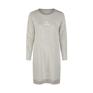 By Louise Ladies Long Sleeve Nightshirt Grey Striped