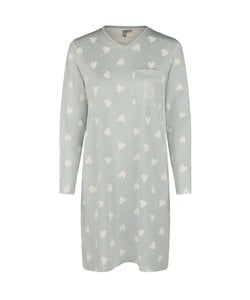 By Louise Dames Nachthemd Lange Mouw Mintgroen Hartjes