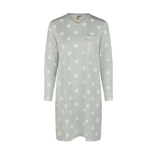 By Louise Dames Nachthemd Lange Mouw Mintgroen Hartjes