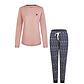 By Louise By Louise Ladies Pyjama Set Long Cotton Pink/Dark Blue Norwegian Jacquard Print