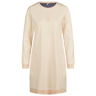 By Louise Dames Nachthemd Lange Mouw Katoen Oranje Gestreept