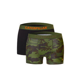 CAT Men's Boxer Shorts Plain Camouflage Green 2-Pack