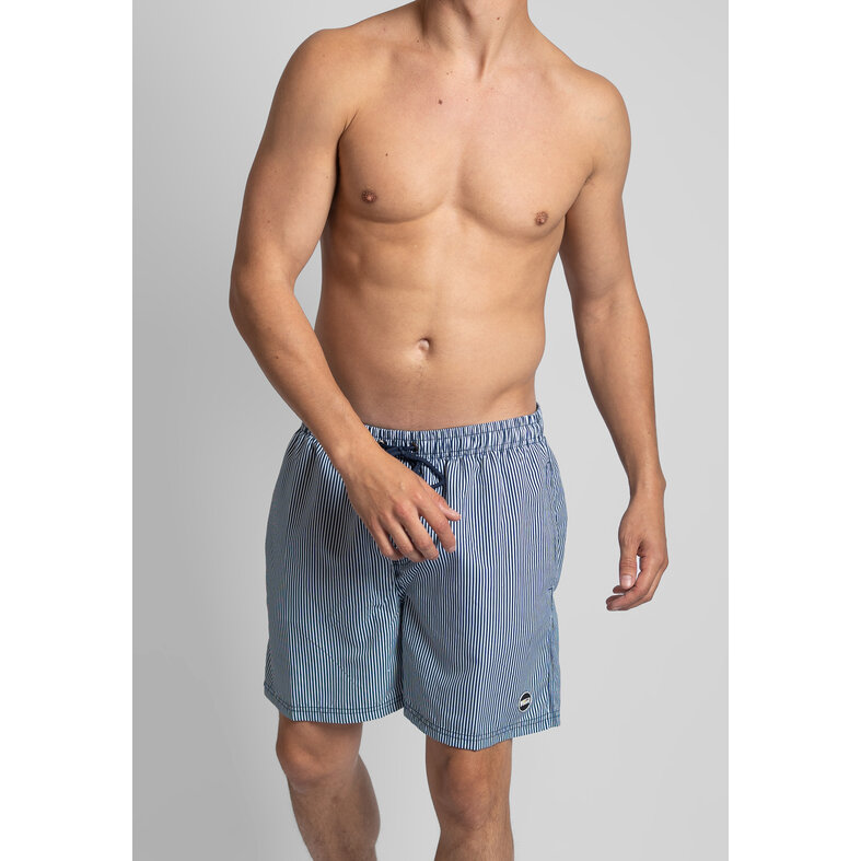 Phil & Co Phil & Co Gestreepte Zwemshort Heren Blauw / Wit