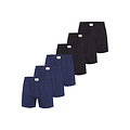 Phil & Co Phil & Co Wide Boxers Shorts Jersey Stretch Solid Blue/Black 6-Pack