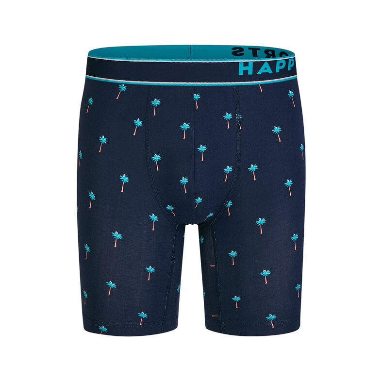 Happy Shorts Happy Shorts Heren Boxershorts Met Lange Pijpen Boxer Briefs Palm Print 2-Pack Blauw