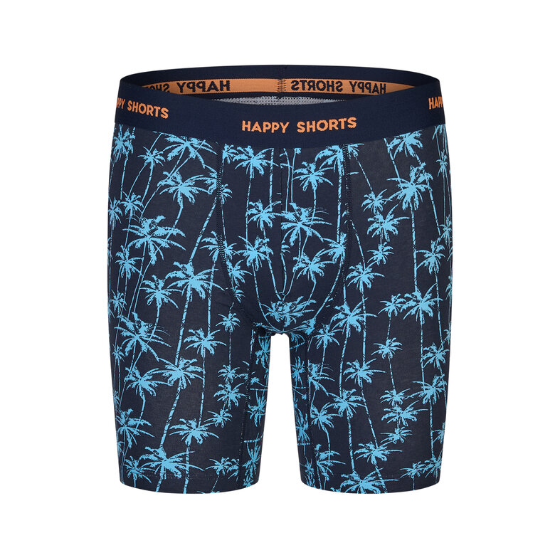 Happy Shorts Happy Shorts Men's Long Legs Boxer Briefs 4-Pack Palms Blue