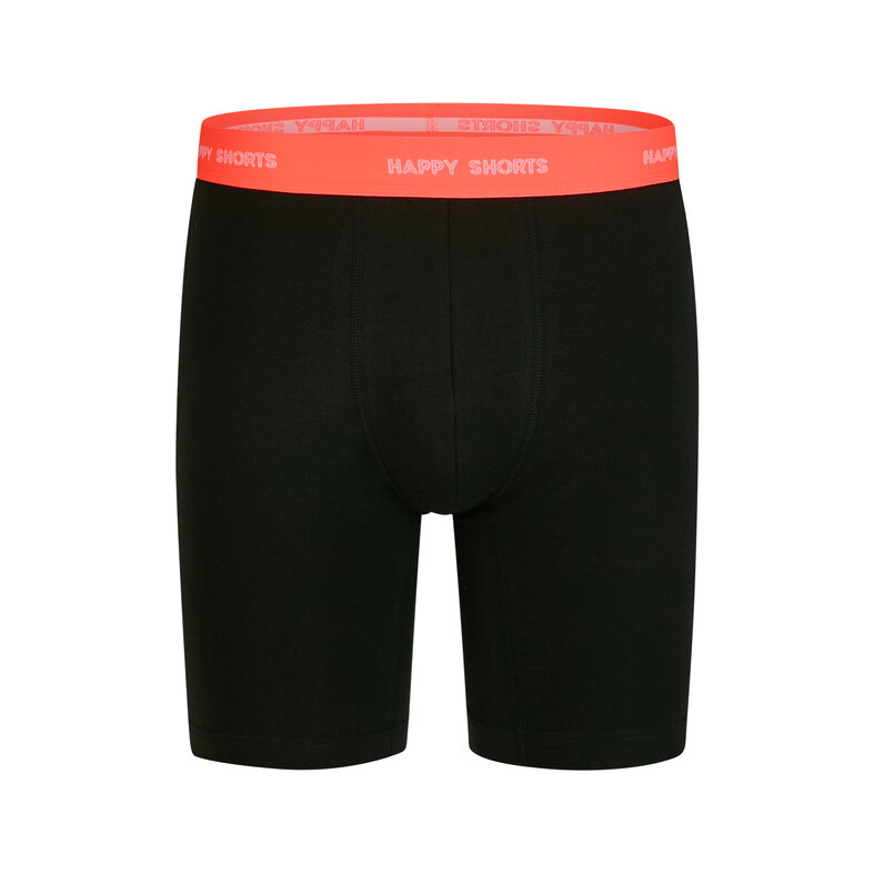 Happy Shorts Happy Shorts Heren Boxershorts Met Lange Pijpen Boxer Briefs 4-Pack Neon Effen Zwart