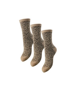 Pieces Ladies Socks PCSEBBY GLITTER 3-Pack Beige