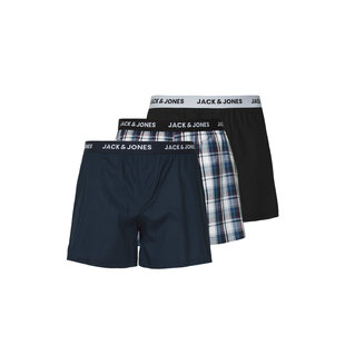Jack & Jones Heren Plus Size Wijde Boxershorts Geweven JACSAIGON 3-Pack Donkerblauw/Zwart