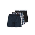 Jack & Jones Jack & Jones Heren Plus Size Wijde Boxershorts Geweven JACSAIGON 3-Pack Donkerblauw/Zwart