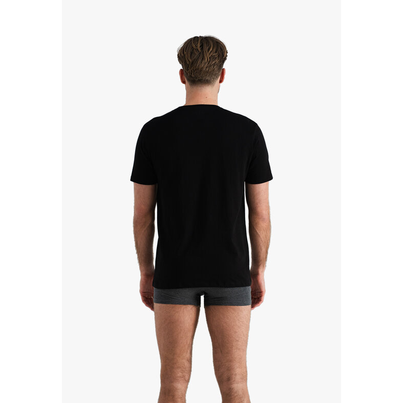 Phil & Co Phil & Co Heren Ondershirt Katoen T-shirt Ronde Hals 2-Pack Zwart