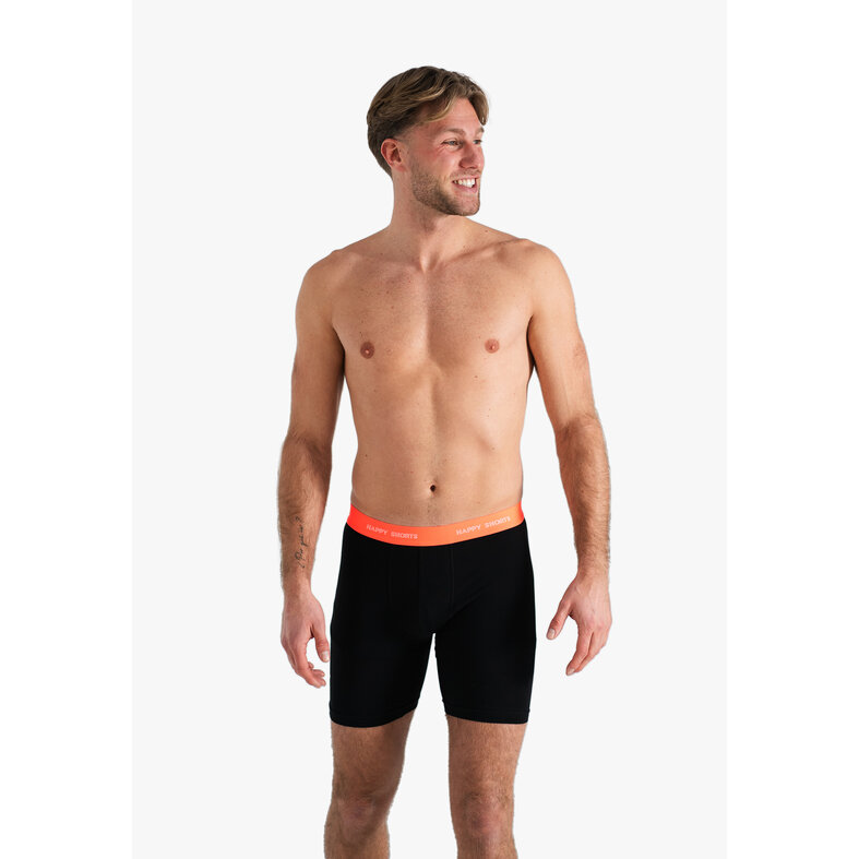 Happy Shorts Happy Shorts Heren Boxershorts Met Lange Pijpen Boxer Briefs 2-Pack Zwart