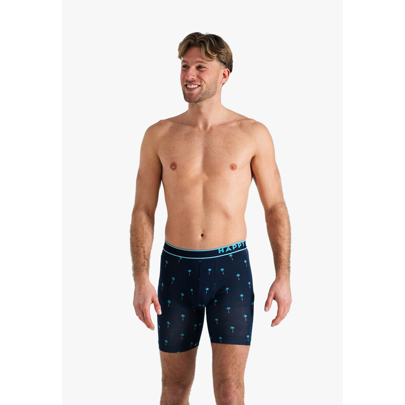 Happy Shorts Happy Shorts Heren Boxershorts Met Lange Pijpen Boxer Briefs Palm Print 2-Pack Blauw
