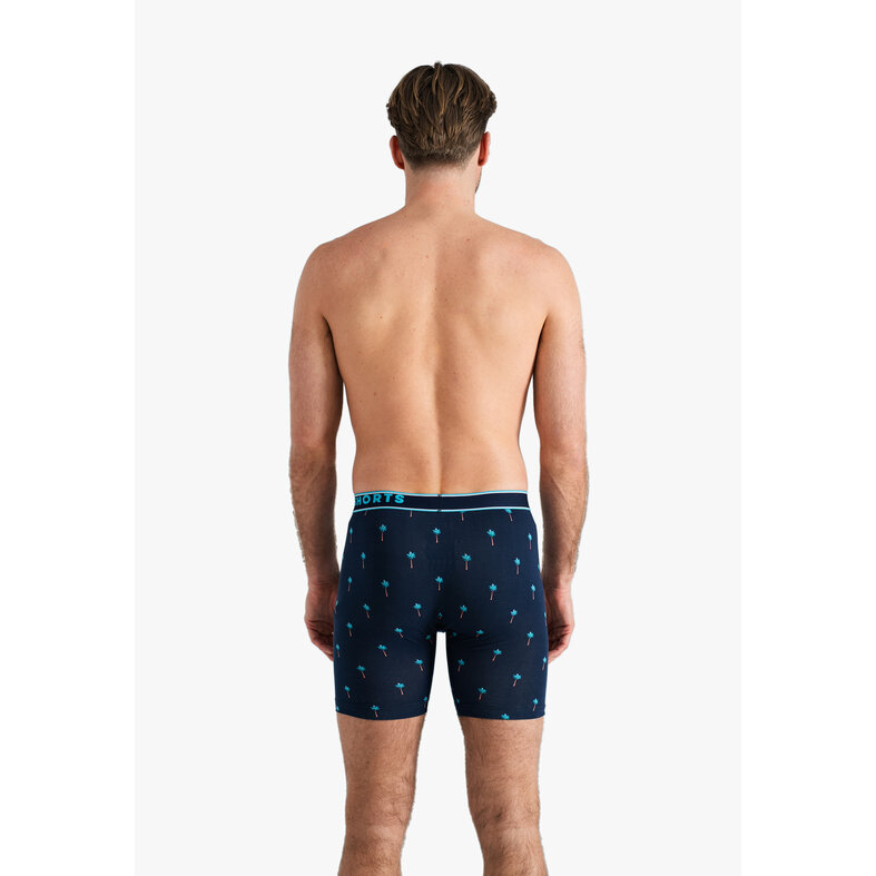 Happy Shorts Happy Shorts Heren Boxershorts Met Lange Pijpen Boxer Briefs Palm Print 2-Pack Blauw